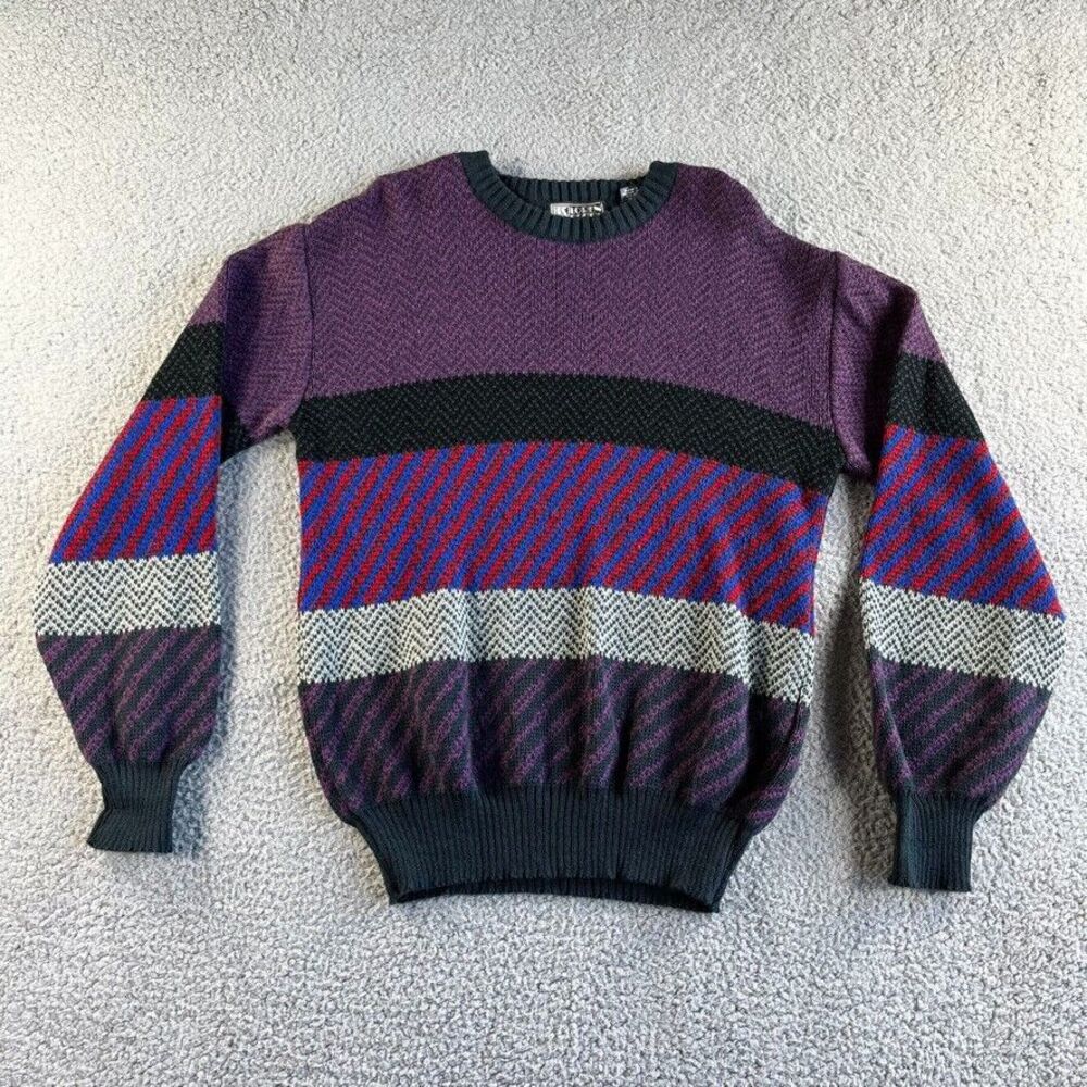 NEW Vintage Loren Scott Sweater Womens Large Purple Wool Blend Italy Chunky Knit